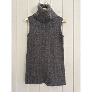 Epoque Evolution 100% Merino Wool Tunic Sweater XS Sleeveless Turtleneck Gray